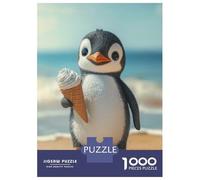 Puzzles for Adults 1000 Piece Penguin with Ice Cream Adult Jigsaw Puzzle Brain Teaser Game But Fun And Humorous Challenging Game Gifts 70x50cm/1000pcs