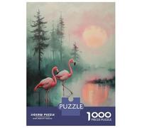 Puzzles for Adults 1000 Piece Pink Flamingos at Sunset Teenager Puzzles Brain Teaser Game Home Decoration Fun at Home Activities, 70x50cm/1000pcs