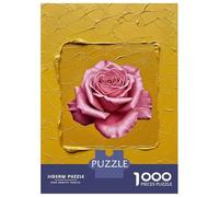 Puzzles for Adults 1000 Piece Pink Rose on Textured Yellow Background Teenager Puzzles Brain Teaser Game Home Decoration Fun at Home Activities, 52x38cm/1000pcs
