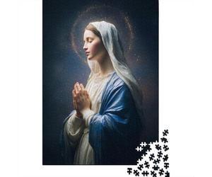 Puzzles for Adults 1000 Piece Prayerful Virgin Mary Art Print Puzzle for Adults Relaxing Games Staycation Kill Time Unique Birthday And Xmas Gifts 70x50cm/1000pcs