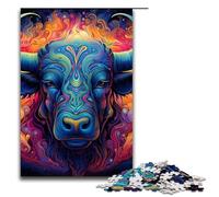 Puzzles for Adults 1000 Piece Psychedelic Buffalo Toy Intellectual Game Is Ideal As A Gift for The Whole Family 75x50cm