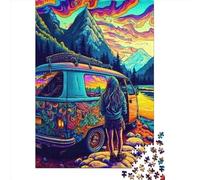 Puzzles for Adults 1000 Piece Psychedelic_Road_Trip Creative Paper Puzzles-Puzzle Hands-on Game Jigsaw-Family Decoration 1000pcs (38x26cm)