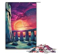 Puzzles for Adults 1000 Piece Psychedelic Stonehenge at Night Pattern Assembly Help The Brain Exercise Addictive Toys to Cultivate Patience 1000 PCS(38x26cm)