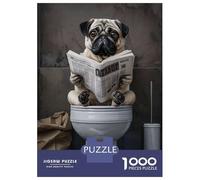 Puzzles for Adults 1000 Piece Pug Dog Funny Cute Puzzle for Adults Relaxing Games Staycation Kill Time Unique Birthday And Xmas Gifts 70x50cm/1000pcs