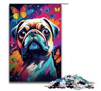 Puzzles for Adults 1000 Piece Pugs And Butterflies And Butterfly And Butterfly Pattern Assembly Help The Brain Exercise Addictive Toys to Cultivate Patience 75x50cm