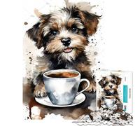 Puzzles for Adults 1000 Piece Puppy at Tea Time Help The Brain Exercise But Fun And Humorous Toy Wall Decor for And from 14 Years And over (38x52cm)