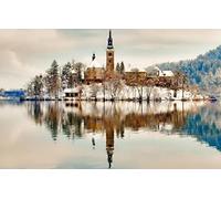 puzzles for adults 1000 Piece Puzzle Challenging Game for The Whole for Women Gifts for Men Christmas Arts and Crafts for Adults,Natural Scenery,Lake,Church 38x52CM