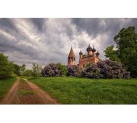 puzzles for adults 1000 Piece Puzzle Challenging Game for The Whole for Women Gifts for Men,Natural Scenery,Roads,Clouds,Churches,Bushes 38x52CM
