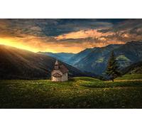 puzzles for adults 1000 Piece Puzzle Challenging Game for The Whole for Women Gifts for Men,Natural Scenery,Sunset,Alps,Italy,Church 50x70CM
