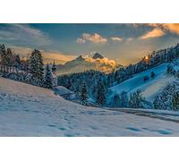 puzzles for adults 1000 Piece Puzzle Educational Games Home Decoration Gifts for Men,Natural Scenery,Sunset,Mountains,Hills,Alps,Churches,Forests 38x52CM