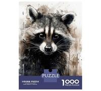 Puzzles for Adults 1000 Piece Raccoon Beauty Black Ink Jigsaws for Adults Brain Teaser Game Analysis And Logic Fun at Home Activities, 70x50cm/1000pcs
