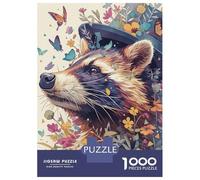 Puzzles for Adults 1000 Piece Raccoon Fascination Teenager Puzzles Brain Teaser Game Home Decoration Fun at Home Activities, 38x26cm/1000pcs