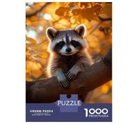 Puzzles for Adults 1000 Piece Raccoon on A Branch in Autumn Teenager Puzzles Brain Teaser Game Home Decoration Fun at Home Activities, 70x50cm/1000pcs