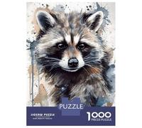 Puzzles for Adults 1000 Piece Raccoon Watercolor Puzzle for Adults Brain Teaser Game Home Decoration Christmas Birthday Gifts 38x26cm/1000pcs