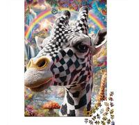 Puzzles for Adults 1000 Piece Rainbow Fantasy Giraffe Adult Jigsaw Puzzle Brain Teaser Game But Fun And Humorous Challenging Game Gifts 52x38cm/1000pcs