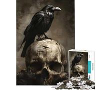 Puzzles for Adults 1000 Piece Raven Sitting On Skull Help The Brain Exercise But Fun And Humorous Toy Wall Decor for And from 14 Years And over (38x26cm)
