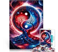 Puzzles for Adults 1000 Piece Red yin and yang space landscape Denkspiel Einzigartige Geburtstags- und Geschenkideen38x26cm