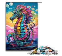 Puzzles for Adults 1000 Piece Robot Seahorse by SplattersLots of Thick Coloured Clour Pattern Assembly Help The Brain Exercise Addictive Toys to Cultivate Patience 75x50cm