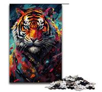 Puzzles for Adults 1000 Piece Robot Tiger by SplattersLots of Thick Coloured Cloud Pattern Assembly Help The Brain Exercise Addictive Toys to Cultivate Patience 75x50cm