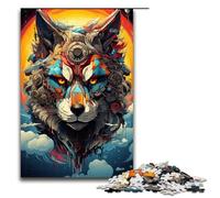 Puzzles for Adults 1000 Piece Robot Wolf by SplattersLots of Thick Coloured Clouds Pattern Assembly Help The Brain Exercise Addictive Toys to Cultivate Patience 75x50cm