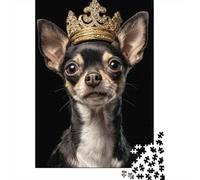 Puzzles for Adults 1000 Piece Royal Chihuahua Crown Puzzle for Adults Relaxing Games Staycation Kill Time Unique Birthday And Xmas Gifts 52x38cm/1000pcs