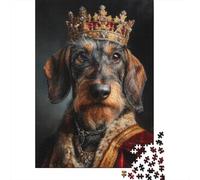 Puzzles for Adults 1000 Piece Royal Dachshund Portrait Adult Jigsaw Puzzle Brain Teaser Game But Fun And Humorous Challenging Game Gifts 52x38cm/1000pcs