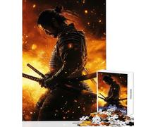 Puzzles for Adults 1000 Piece Samurai in Flames Toy Wall Decor Art Work Gift for Educational Game Enhance Love between Couples Size 38x26cm