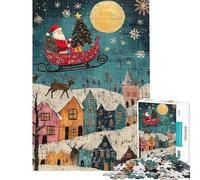 Puzzles for Adults 1000 Piece Santa's Christmas Eve Flight Jigsaws for Adults Puzzle Staycation Kill Time for Birthday, Chrismas Birthday And Unique Gifts (Size 38x52cm)