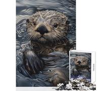 Puzzles for Adults 1000 Piece Sea Otter Portrait Adult Jigsaw Puzzles Difficult Hard Fun Activities at Home Birthday Present, Gifts, (50x75cm)