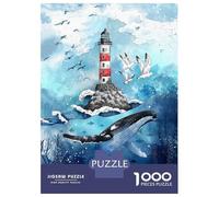 Puzzles for Adults 1000 Piece Sea Whale And Lighthouse Jigsaw for Adults Relax Games Difficult Hard Unique Birthday And Xmas Gifts 52x38cm/1000pcs