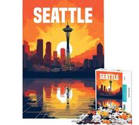 Puzzles for Adults 1000 Piece Seattle USA Educational Game Learning Educational Toys Secret Santa Gifts Improve Memory (Size 38x52cm)