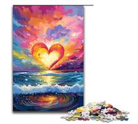 Puzzles for Adults 1000 Piece Shape of A Heart on The Beach Is Surrounded Family Fun Puzzle Great Gift for Teenager Age 14 Years Up 75x50cm