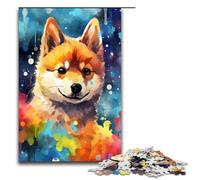 Puzzles for Adults 1000 Piece Shiba Inu Baby Is Surrounded by SplattersLots of Colour Jigsaw Birthday Present Gifts for And Teenager Age 14 Years Up 1000 PCS