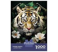 Puzzles for Adults 1000 Piece Silver Tiger Flowers 2 Puzzle for Adults Brain Teaser Game Home Decoration Christmas Birthday Gifts 70x50cm/1000pcs