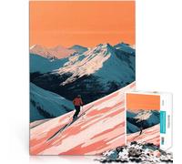 Puzzles for Adults 1000 Piece Skier in Mountain Landscape Stressabbau-Spielzeug Heimdekoration Spielzeug52x38cm