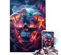 Puzzles for Adults 1000 Piece Skull with Mushroom And Weed Fusion Art Help The Brain Exercise But Fun And Humorous Toy Wall Decor for And from 14 Years And over (50x75cm)