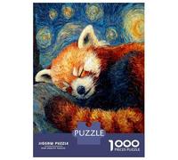 Puzzles for Adults 1000 Piece Sleeping Red Panda Starry Night Teenager Puzzles Brain Teaser Game Home Decoration Fun at Home Activities, 70x50cm/1000pcs