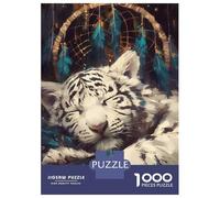 Puzzles for Adults 1000 Piece Sleeping White Tiger Dreamcatcher Puzzle for Adults Relaxing Games Staycation Kill Time Unique Birthday And Xmas Gifts 38x26cm/1000pcs