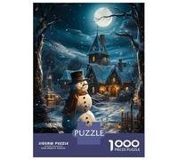 Puzzles for Adults 1000 Piece Snowman at Night Adult Jigsaw Puzzle Brain Teaser Game But Fun And Humorous Challenging Game Gifts 52x38cm/1000pcs
