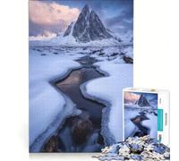 Puzzles for Adults 1000 Piece Snowy Mountain Stream DIY Toys Interesting Stress Reduction with Matching Poster And Trivia Sheet 38x26cm