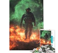 Puzzles for Adults 1000 Piece Soldier in Fire Help The Brain Exercise But Fun And Humorous Toy Wall Decor for And from 14 Years And over (38x26cm)