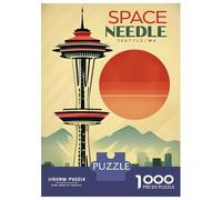 Puzzles for Adults 1000 Piece Space Needle Seattle Jigsaw Brain Teaser Game Presents for Women Unique Birthday And Xmas Gifts 52x38cm/1000pcs