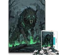 Puzzles for Adults 1000 Piece Spectral Wolf Guardian of The Cursed Cemetery Educational Family Game Home Art Decor Gift For Birthdays 38x52cm(1000pcs)