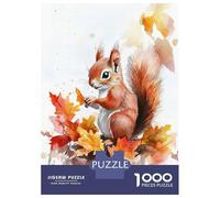 Puzzles for Adults 1000 Piece Squirrel in Autumn Leaves Adult Jigsaw Puzzle Brain Teaser Game But Fun And Humorous Challenging Game Gifts 70x50cm/1000pcs