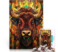 Puzzles for Adults 1000 Piece Stained Glass Bison Family Fun 50x75cm is ideal as a gift for the whole family for for Age 14