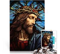 Puzzles for Adults 1000 Piece Stained Glass Jesus Spielzeug Lernspiele Stressabbau Tolles Geschenk für Spiele75x50cm