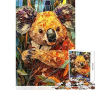 Puzzles for Adults 1000 Piece Stained Glass Koala Art Jigsaw for Adults Handson Game Perfect Decoration Fun at Home Activities, (Size 50x75cm)
