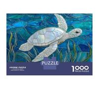 Puzzles for Adults 1000 Piece Stained Glass Sea Turtle Puzzle for Adults Brain Teaser Game Home Decoration Christmas Birthday Gifts 70x50cm/1000pcs