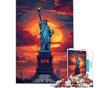 Puzzles for Adults 1000 Piece Statue of Liberty Sunset Family Games Learning Educational Toys Great Gifts for Games Staycation Kill Time (size 50x75cm)
