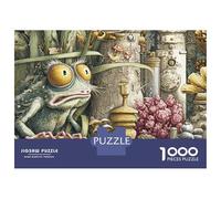 Puzzles for Adults 1000 Piece Steampunk Frog in Mushroom Forest Adult Jigsaw Puzzle Brain Teaser Game But Fun And Humorous Challenging Game Gifts 52x38cm/1000pcs